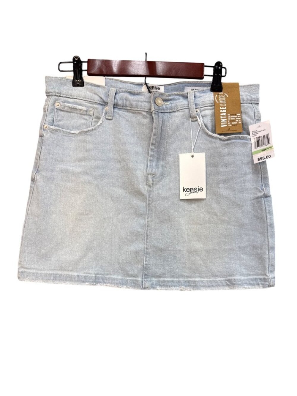 Kensie Vintage Luxe Light Wash Denim Mini Skirt Size 8/29 NWT - Picture 1 of 6